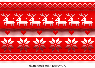 white knitted  on red background design for Christmas event.