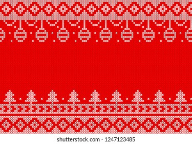 white knitted  on red background design for Christmas event.