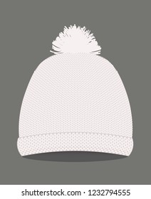 White  knitted winter hat. vector illustration