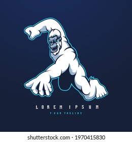 White Kong logo design vector with modern illustration concept style for badge, emblem and t-shirt printing. King Kong is on a rampage for a sports team