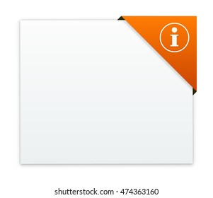 the white label with corner tag and information pictogram