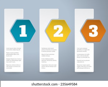 White label infograhic background design with big color hexagons and numbers