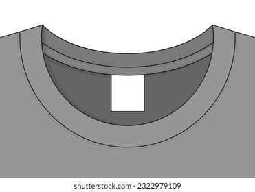 Etiqueta blanca dentro de la plantilla de la camisa de cuello redondo gris, archivo vectorial
