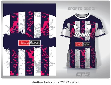 Etiqueta blanca en diseño de patrones de rayas violetas largas, ilustración, fondo textil para camisetas deportivas, camiseta de fútbol-camiseta burlón para el club de fútbol. vista frontal coherente