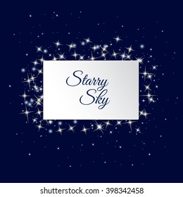 White label with place for text on starry sky background