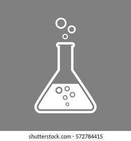 White laboratory glass vector icon on grey background