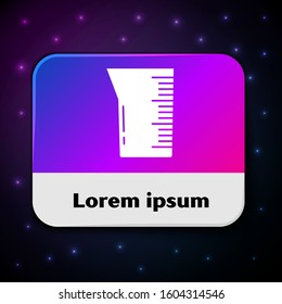 White Laboratory glassware or beaker icon isolated on black background. Rectangle color button. Vector Illustration