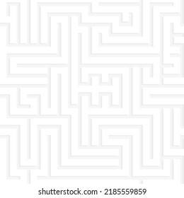 White labyrinth vector seamless pattern