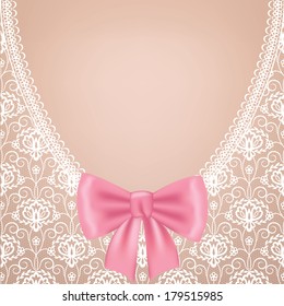 White lace background with bow. Wedding dress