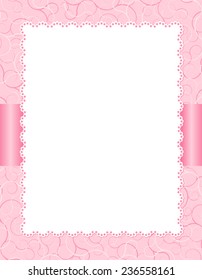 White lace background on pretty pink texture and ribbon