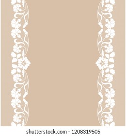 white lace border with floral pattern on a beige background