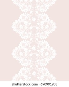 white lace border with floral pattern on a pink background