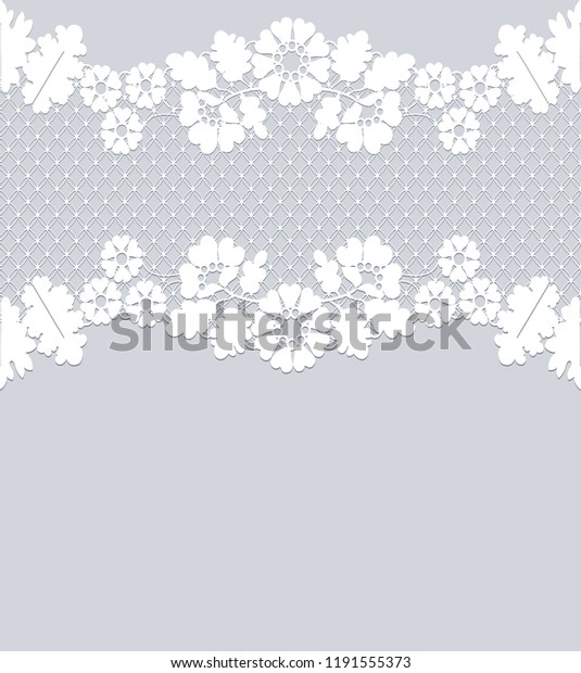 White Lace Border Floral Pattern On Stock Vector (royalty Free 