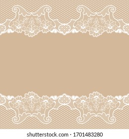 white lace borders on a beige background