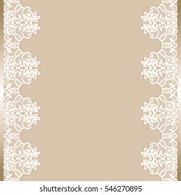 White Lace Borders On Beige Background Stock Vector (Royalty Free ...