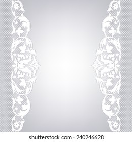White lace borders on a gray background