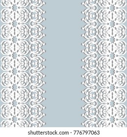 white lace borders with shadow, ornamental paper lines, vector eps10