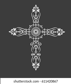 White lace cross. Vector illustration