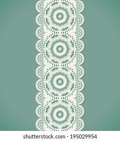 White lace endless ribbon. Vector illustration