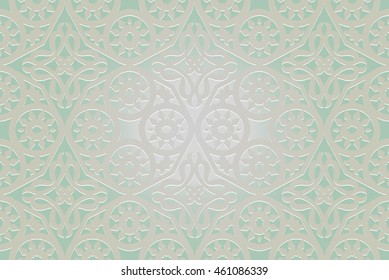 White lace, floral pattern Stylish design with elegant lines and curls