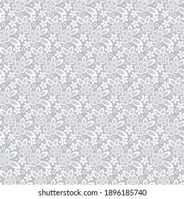 weißes Schnittblumenmuster auf grauem Hintergrund