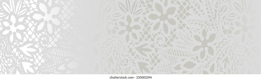White lace with  flowers on the white background