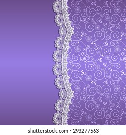 white lace with flowers and shade on a purple background