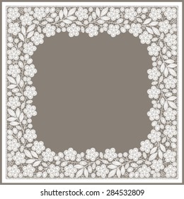 White Lace.  Foursquare Frame. Florall Pattern.