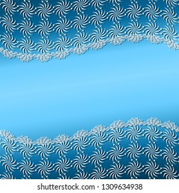 white lace frame with shadow on a blue background