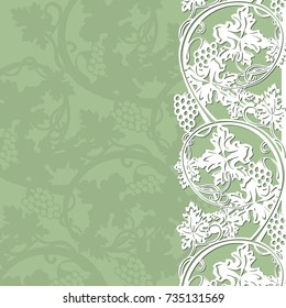 white lace from grapes with shadow on a green background