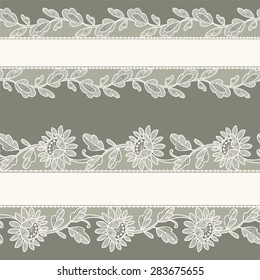White Lace. Horizontal Seamless Pattern.