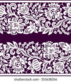 White Lace. Horizontal Seamless Pattern.