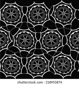 White lace on black background