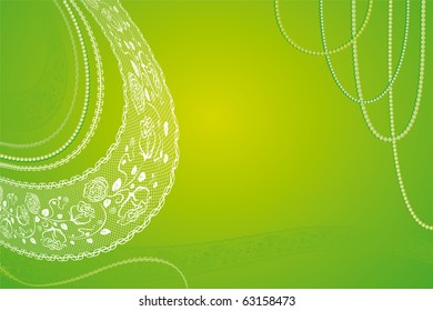 white lace on a green background