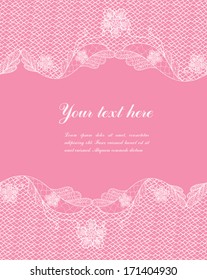 white lace on pink background