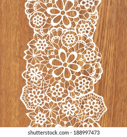 White lace on tree texture. Vector illustration.