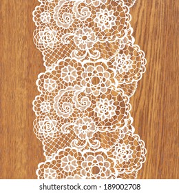 White lace on tree texture. Vector illustration.