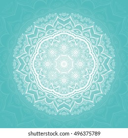 White lace ornament. Round pattern. Vector art