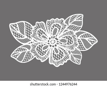 White lace pattern with flowers. White floral lace pattern