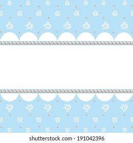 White lace pattern on blue background vintage