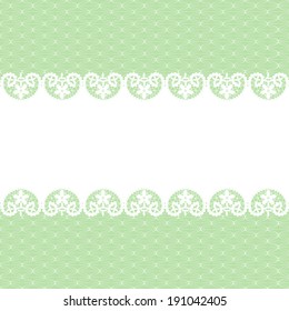 White lace pattern on green background vintage