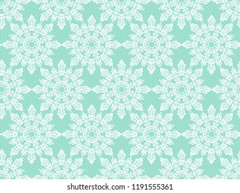 White lace pattern on a turquoise background