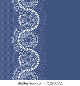 White lace pattern with a space for the text. Vertical seamless pattern. Lace background. Vector illustration