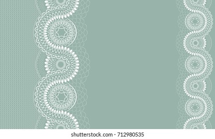 White lace pattern with a space for the text. Vertical seamless pattern. Lace background. Vector illustration