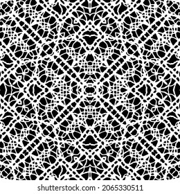 White Lace seamless mesh pattern. Vector illustration. hand made crotchet, elegant design element with floral motifs.