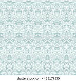White lace seamless pattern with flowers on beige background