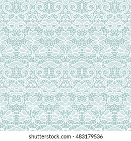 White lace seamless pattern with flowers on beige background