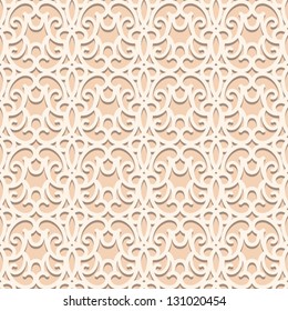 White lace seamless pattern, lacy vector texture