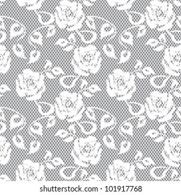 White Lace Seamless Pattern On Gray Background