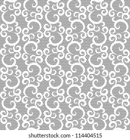 White lace seamless pattern on gray background